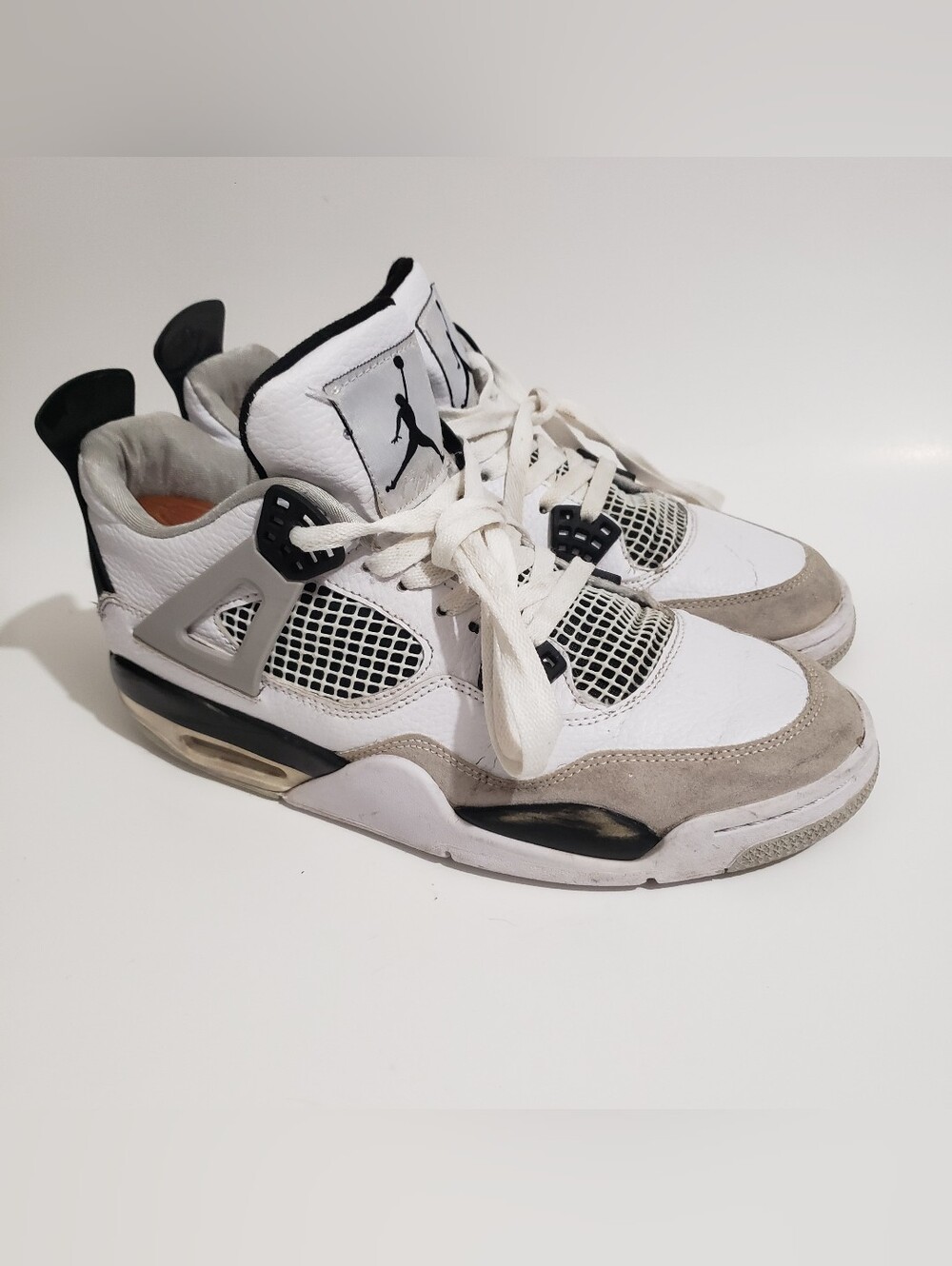 Jordan 4 Retro Military Black White Mens Size 8.5 DH6927-111 Used Shoes Tag Fade